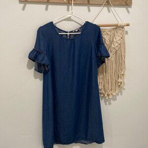 Rebellion Chambray Ruffle Sleeve Dress